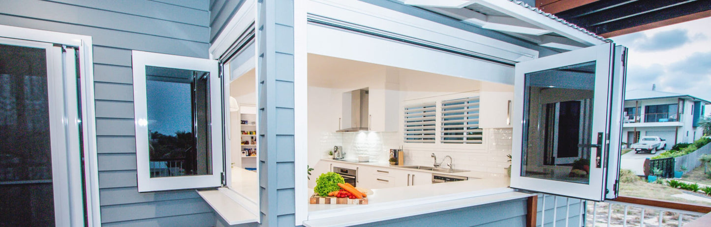 Doors Depots Aluminum Bifold Window 96"Wx36"H - OUT SWING FROM EXTERIOR VIEW image