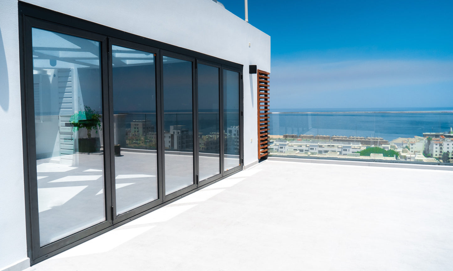 Aluminum Bifold Door 144"Wx80"H - OUT SWING FROM EXTERIOR VIEW image