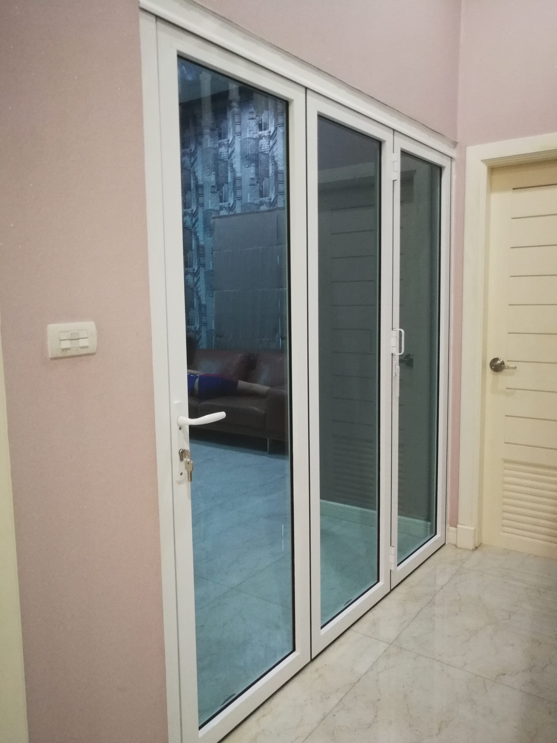 Aluminum Bifold Door 108"Wx96"H - OUT SWING FROM EXTERIOR VIEW image 4