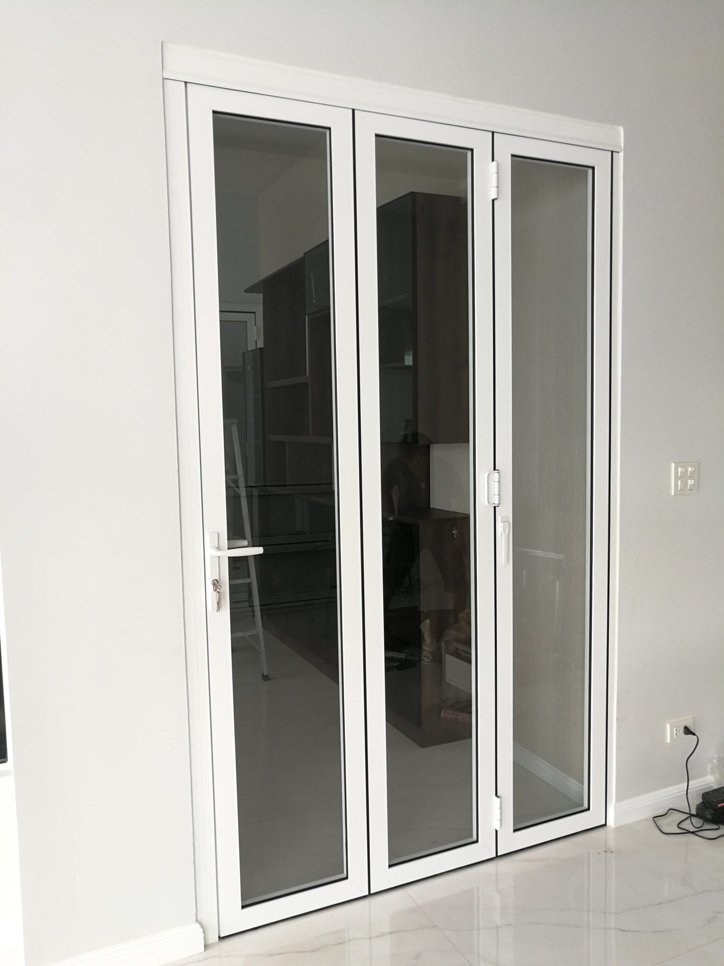 Aluminum Bifold Door 108"Wx96"H - OUT SWING FROM EXTERIOR VIEW image 7