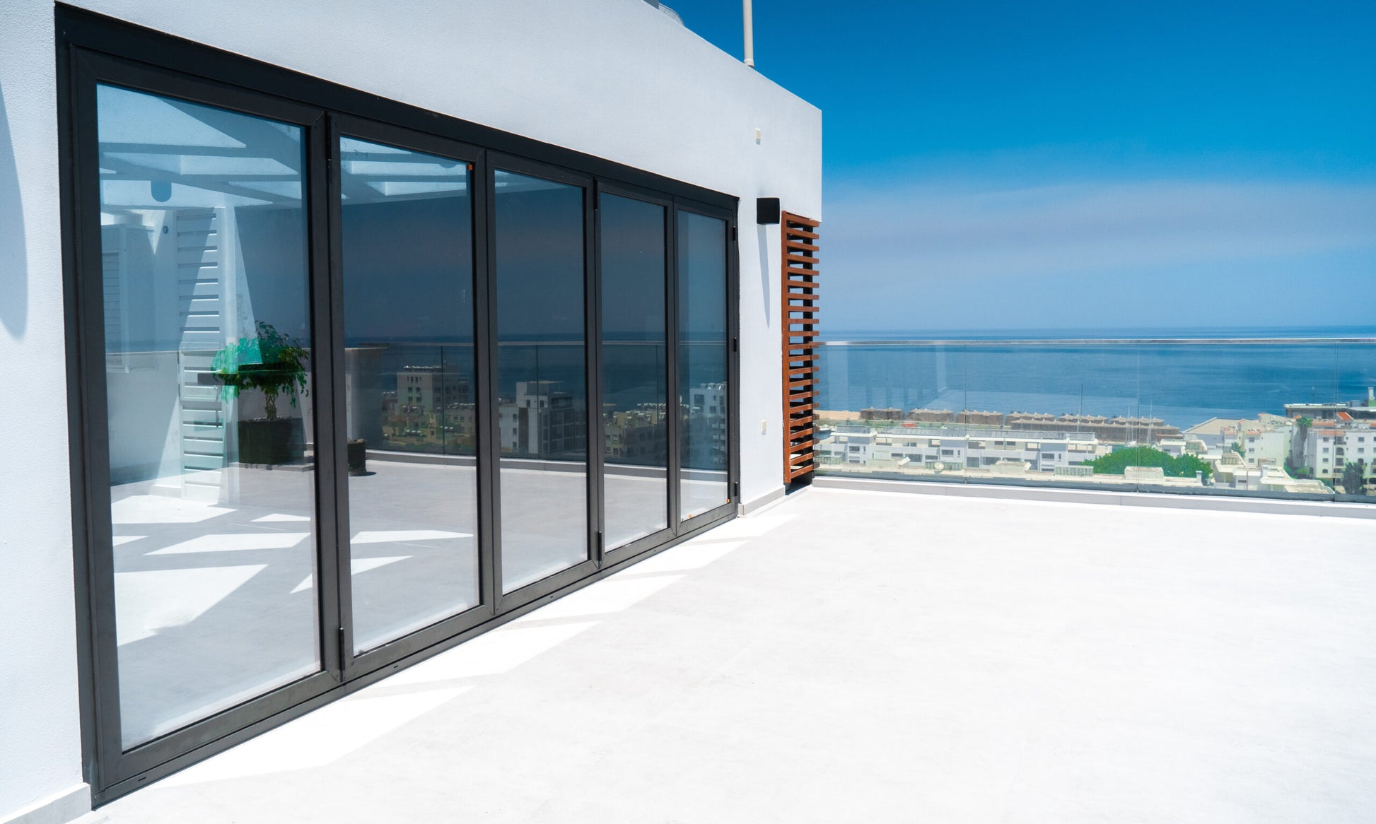 Aluminum Bifold Door 144"Wx80"H - OUT SWING FROM EXTERIOR VIEW image