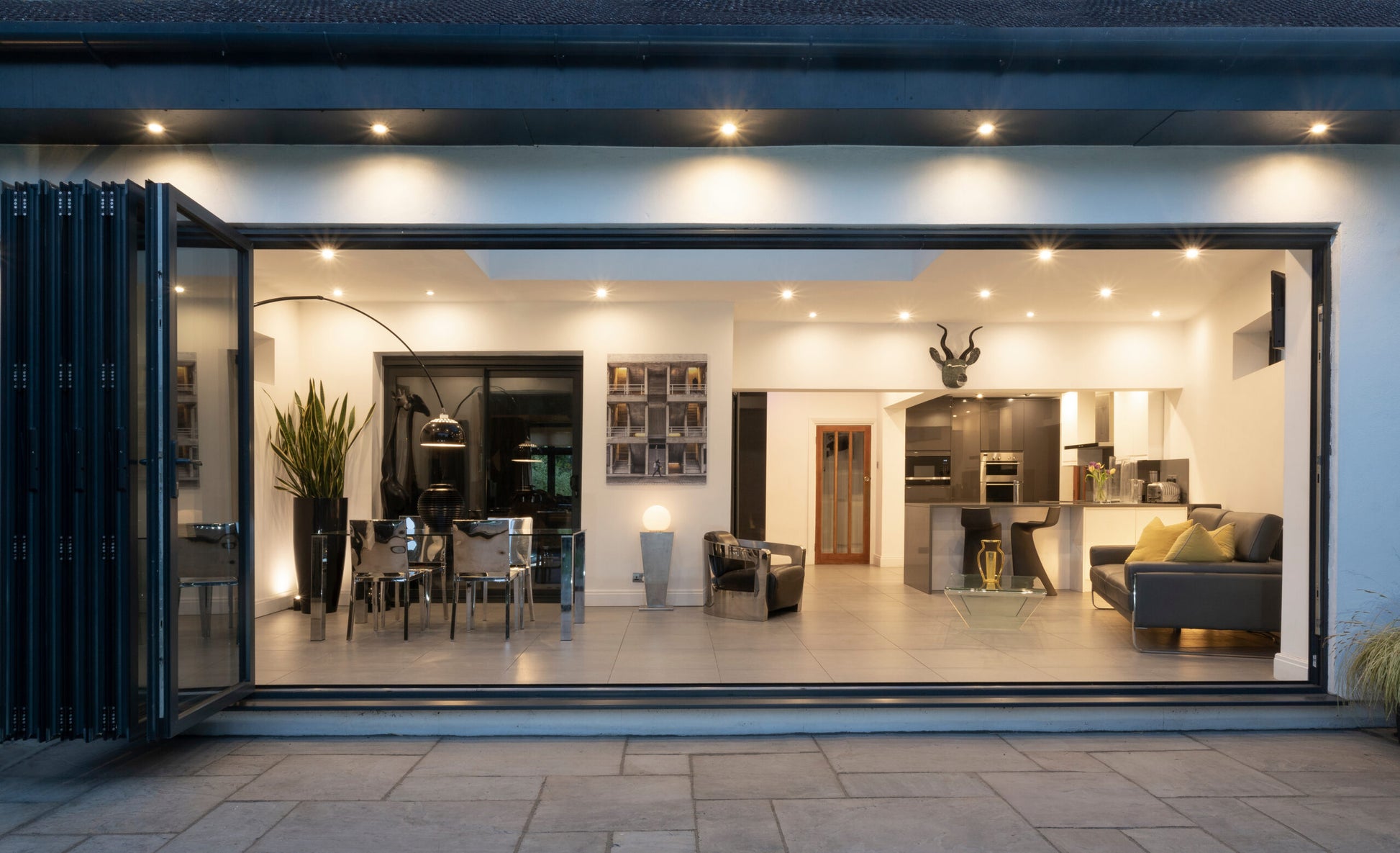 Aluminum Bifold Door 216"Wx96"H - OUT SWING FROM EXTERIOR VIEW image 2