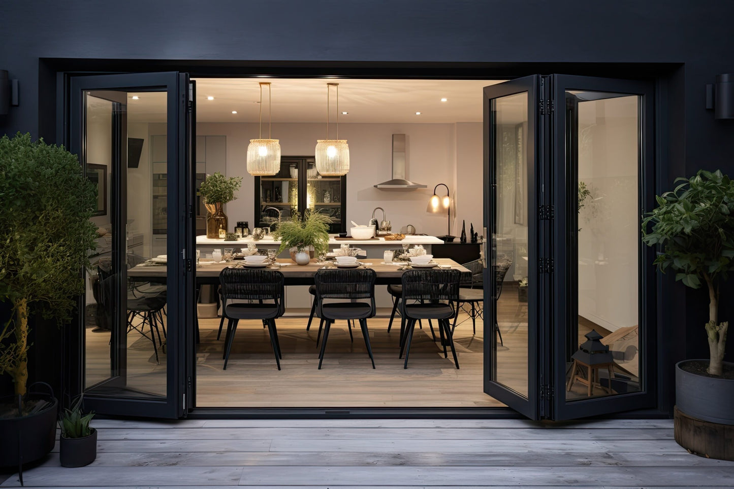 Aluminum Bifold Door 216"Wx96"H - OUT SWING FROM EXTERIOR VIEW image 7