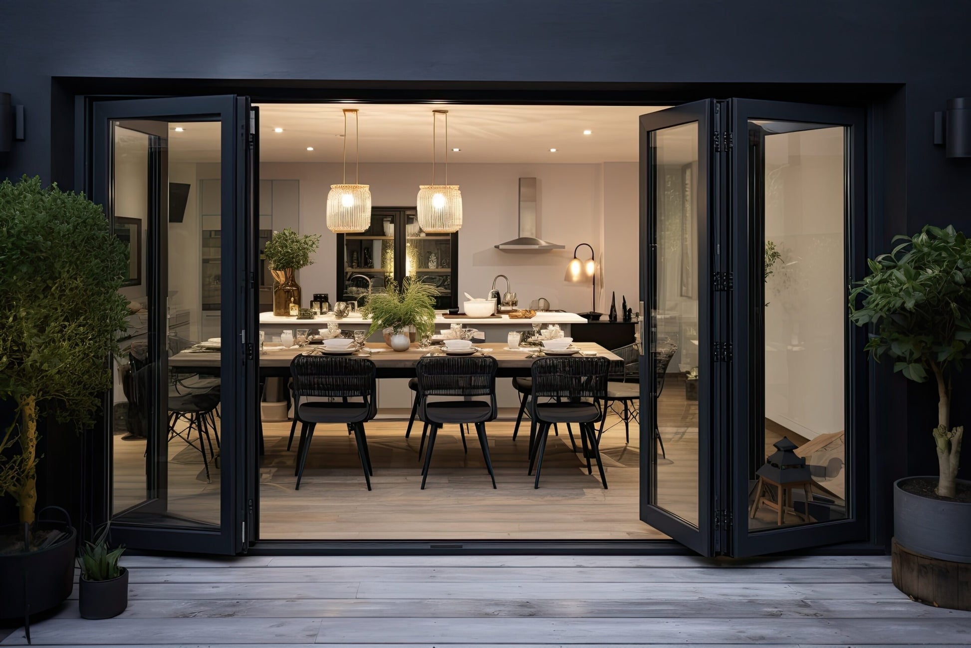 Aluminum Bifold Door 216"Wx96"H - OUT SWING FROM EXTERIOR VIEW image 7
